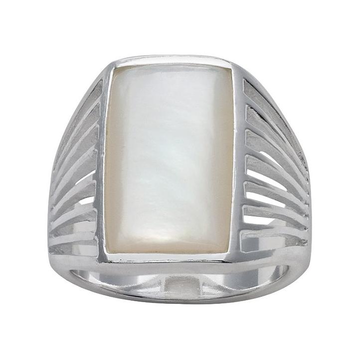 Silver Plated Mother-of-pearl Ring, Women's, Size: 6, White