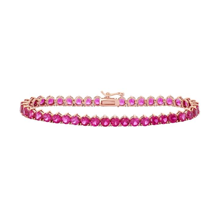 14k Rose Gold Over Silver Lab-created Ruby Tennis Bracelet, Women's, Size: 7.25, Red