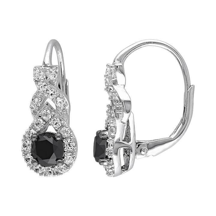1 Carat T.w. Black Diamond & Lab-created White Sapphire Sterling Silver Twist Drop Earrings, Women's