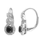 1 Carat T.w. Black Diamond & Lab-created White Sapphire Sterling Silver Twist Drop Earrings, Women's