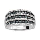 Sterling Silver 1/2-ct. T.w. Blue And White Diamond Seven-row Ring, Women's