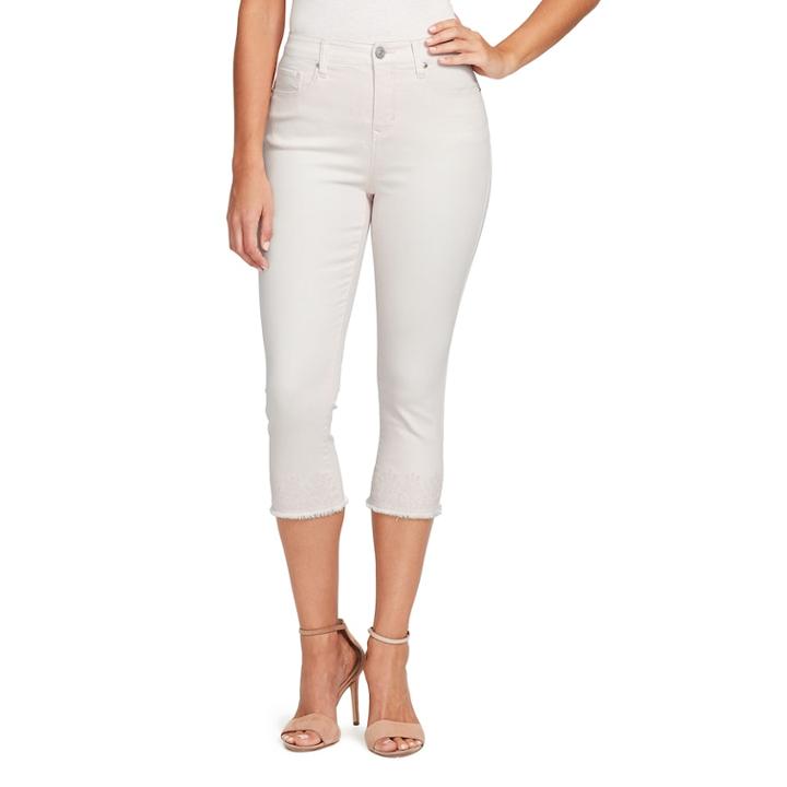 Women's Gloria Vanderbilt Jessa Frayed Capris Jeans, Size: 14, Pink
