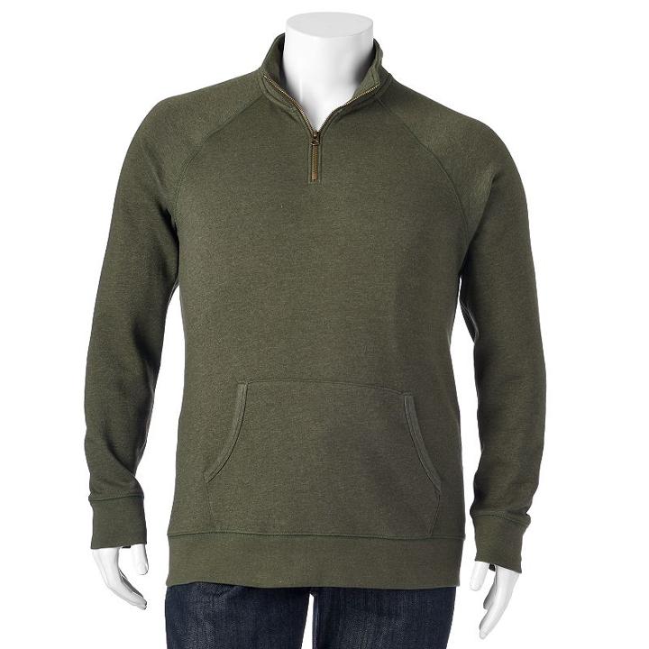 Big & Tall Sonoma Goods For Life&trade; Quarter-zip Fleece Pullover, Men's, Size: 3xb, Dark Green