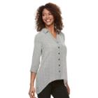 Women's Dana Buchman High-low Chiffon Shirt, Size: Medium, Light Grey