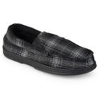 Perry Ellis Men's Plaid Moccasin Slippers, Size: Medium, Black