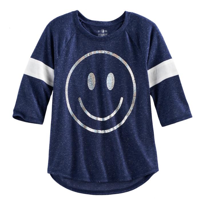 Girls 7-16 & Plus Size So&reg; Striped 3/4-sleeve Graphic Tee, Size: 16, Blue