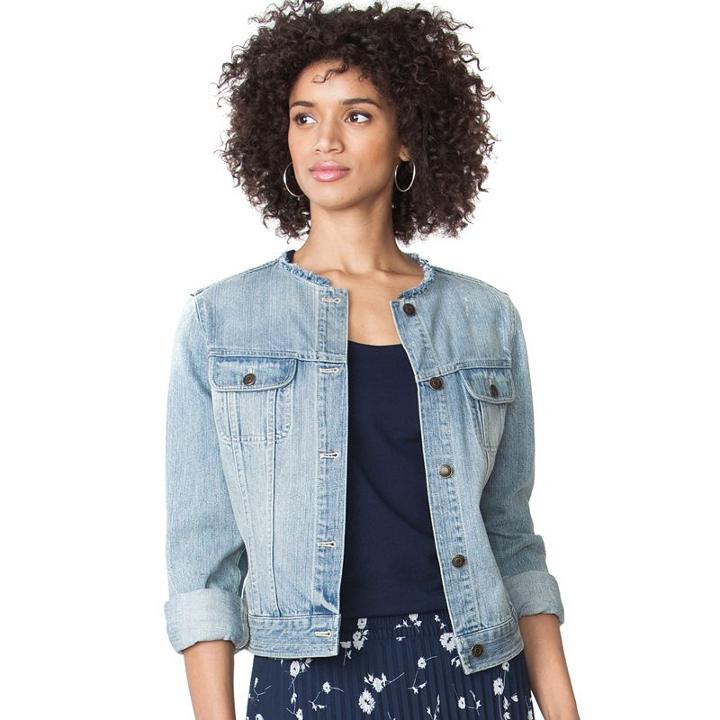 Women's Chaps Jean Jacket, Size: Large, Blue