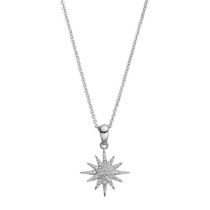 Fleur Cubic Zirconia Starburst Pendant Necklace, Women's, Grey