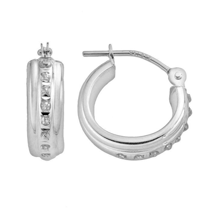 Diamond Fascination&reg; 14k White Gold Hoop Earrings, Women's, Grey