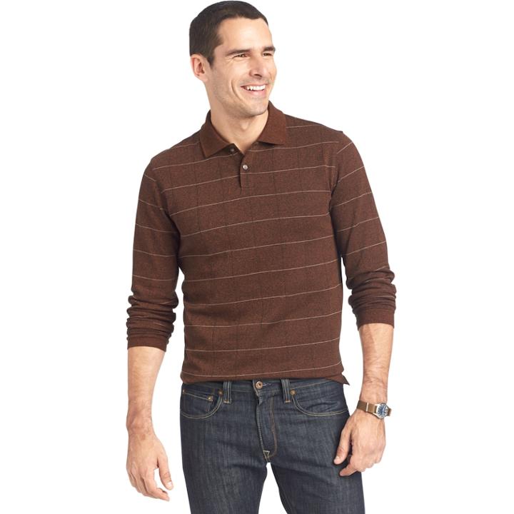 Big & Tall Van Heusen Jaspe Windowpane Polo, Men's, Size: Xl Tall, Orange Oth