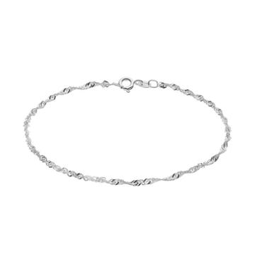 Barefootsies Silver Plated Singapore Chain Anklet, Women's, Size: 9, Grey