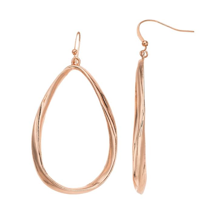 Twisted Open Teardrop Earrings, Women's, Light Pink