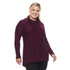 Plus Size Napa Valley Cowlneck Tunic Sweater, Women's, Size: 1xl, Dark Red