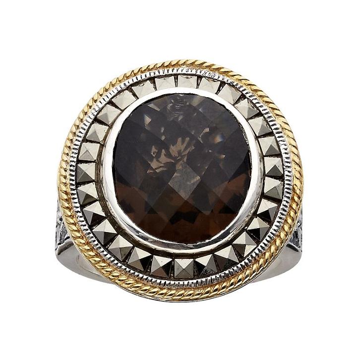 Lavish By Tjm Sterling Silver Smoky Quartz Frame Ring, Women's, Size: 7, Multicolor
