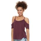 Juniors' Mudd&reg; Cupro Cold-shoulder Tee, Teens, Size: Small, Drk Purple