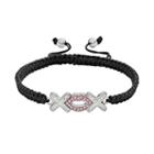 Amore By Simone I. Smith Platinum Over Silver Crystal Hugs And Kisses Woven Slipknot Bracelet, Women's, Pink