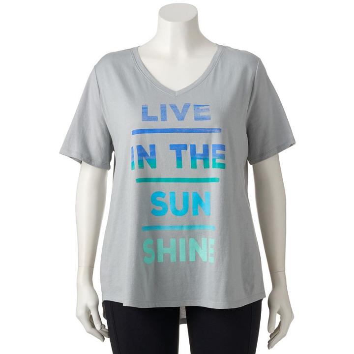 Plus Size Tek Gear&reg; Easy Graphic V-neck Workout Tee, Women's, Size: 1xl, Med Blue