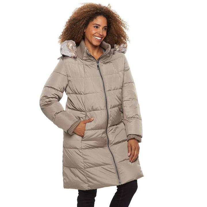 Plus Size Gallery Hooded Puffer Down Puffer Jacket, Women's, Size: 3xl, Grey