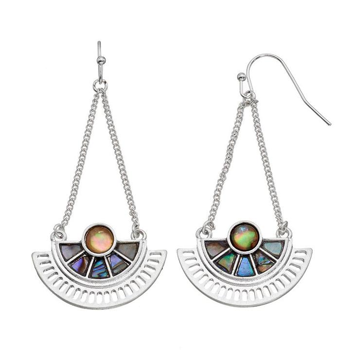 Mudd&reg; Simulated Abalone Fan Drop Earrings, Girl's, Multicolor