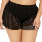 Juniors' Plus Size Costa Del Sol Crochet Swim Shorts, Size: 0x, Black