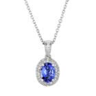 Tanzanite And Diamond Accent Sterling Silver Halo Pendant Necklace, Women's, Size: 18, Blue