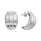 Silver Plated 1-ct. T.w. Diamond Stripe C-hoop Earrings, Women's, White