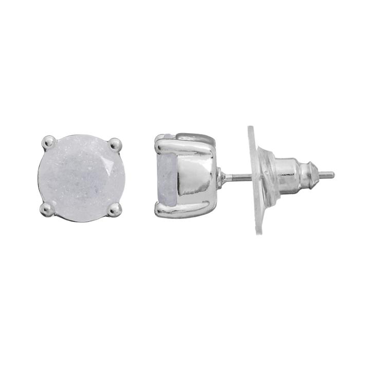 Lc Lauren Conrad Runway Collection Cubic Zirconia Crackle Stud Earrings, Women's, White