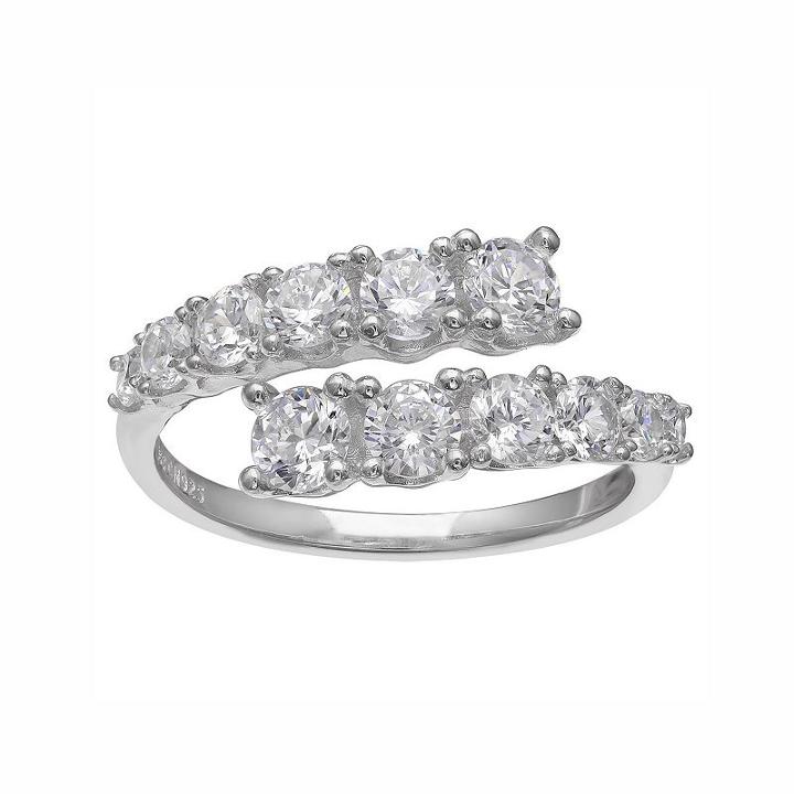 Primrose Sterling Silver Cubic Zirconia Bypass Ring, Women's, Size: 7, White