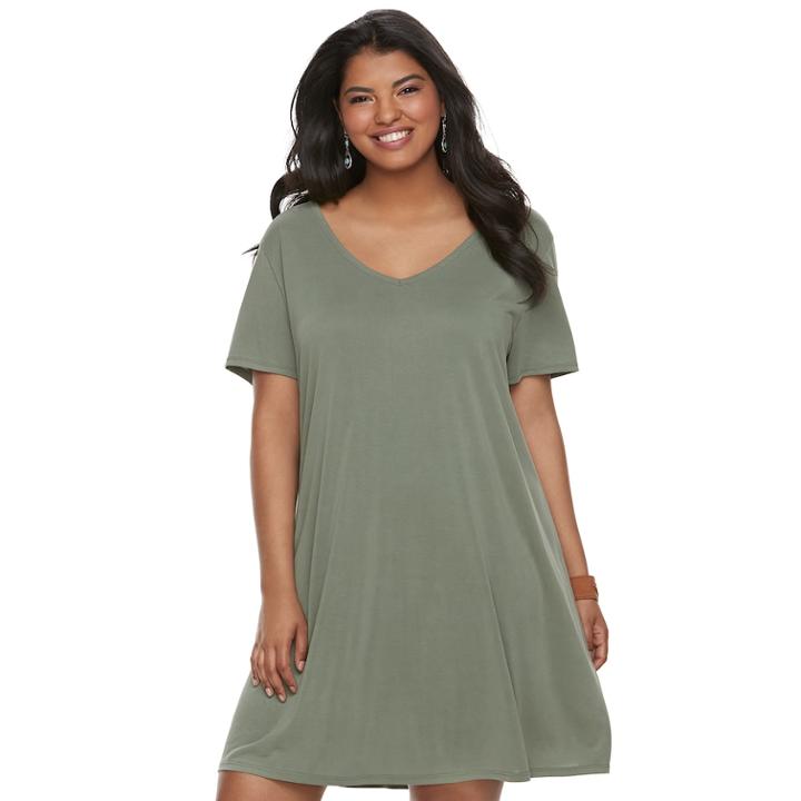 Juniors' Plus Size Mudd&reg; T-shirt Dress, Teens, Size: 1xl, Med Green