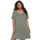 Juniors' Plus Size Mudd&reg; T-shirt Dress, Teens, Size: 1xl, Med Green