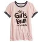 Girls 7-16 & Plus Size Mudd&reg; Ringer Graphic Tee, Size: 12, Light Pink