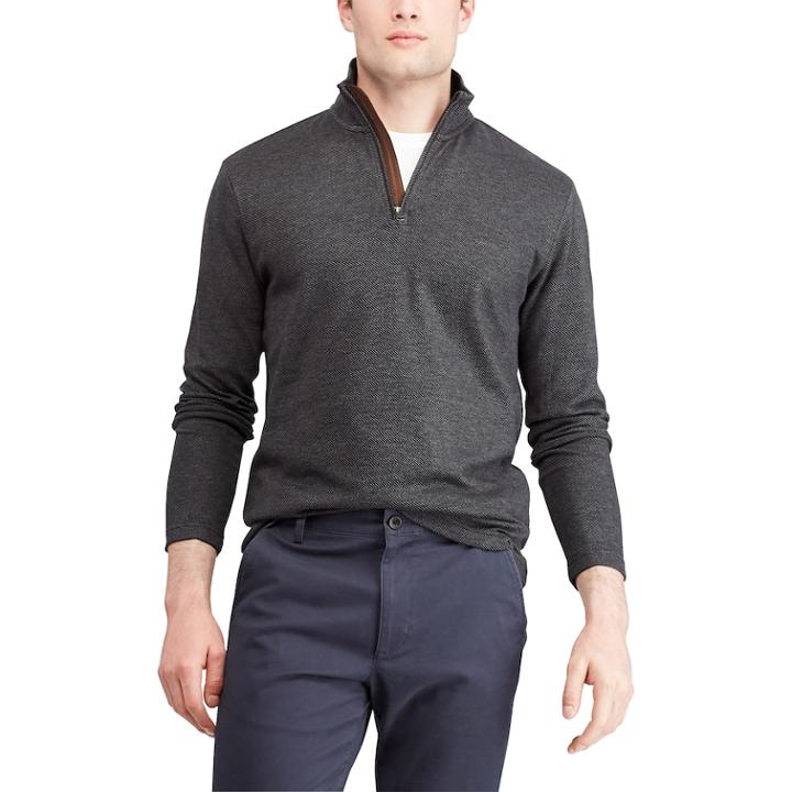 Men's Chaps Regular-fit Mockneck Quarter-zip Pullover, Size: Small, Black