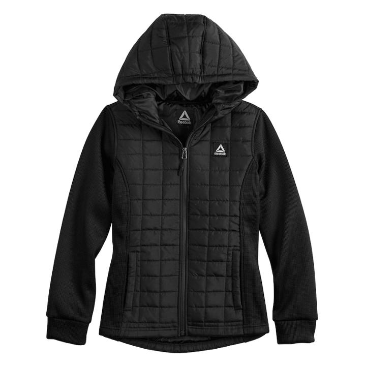 Girls 7-16 Reebok Spyder Fleece & Quilted Midweight Bubble Jacket, Size: 7-8, Black