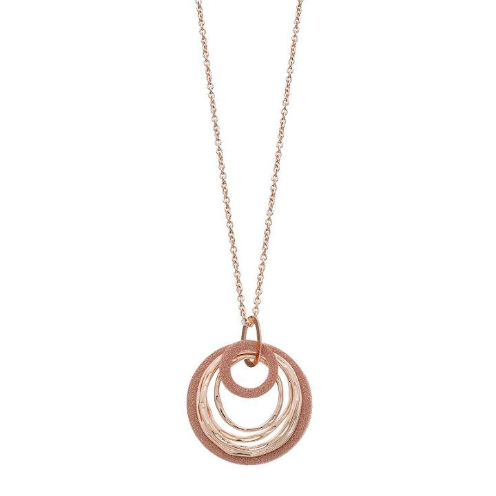 Long Glittery Concentric Circle Pendant Necklace, Women's, Pink Other