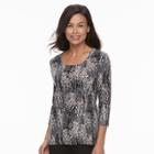 Petite Croft & Barrow&reg; Printed Top, Women's, Size: L Petite, Light Grey