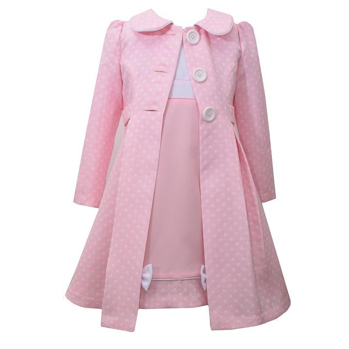 Girls 4-6x Jessica Ann Pink Poplin Dress & Polk Dot Jacket Set, Girl's, Size: 5