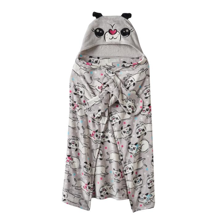 Girls 4-16 Komar Animal Hooded Fleece Wrap, Med Grey