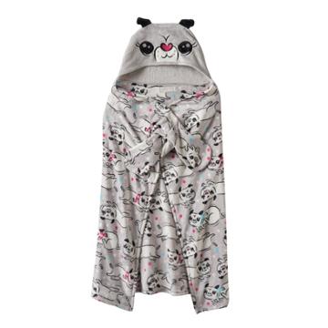 Girls 4-16 Komar Animal Hooded Fleece Wrap, Med Grey