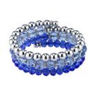 1928 Polished & Faceted Bead Coil Bracelet, Women's, Size: 8, Blue