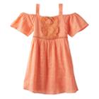 Girls 7-16 My Michelle Crochet Cold Shoulder A-line Dress, Girl's, Size: 10, Orange Oth