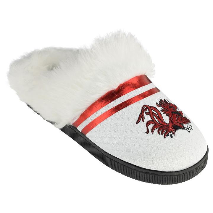 Women's South Carolina Gamecocks Plush Slippers, Size: Large, White