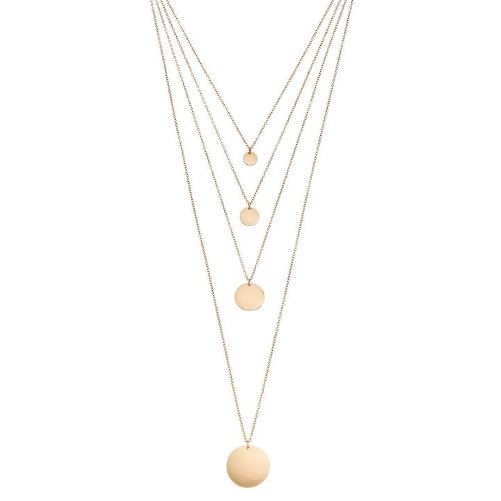 Layered Disc Pendant Necklace, Women's, Gold