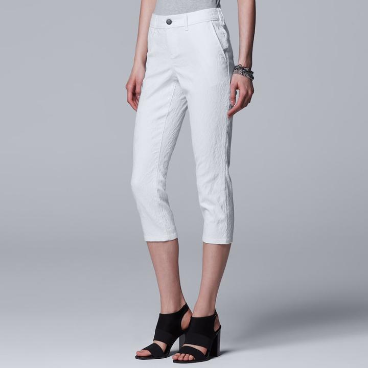 Women's Simply Vera Vera Wang Jacquard Twill Capris, Size: 12, White