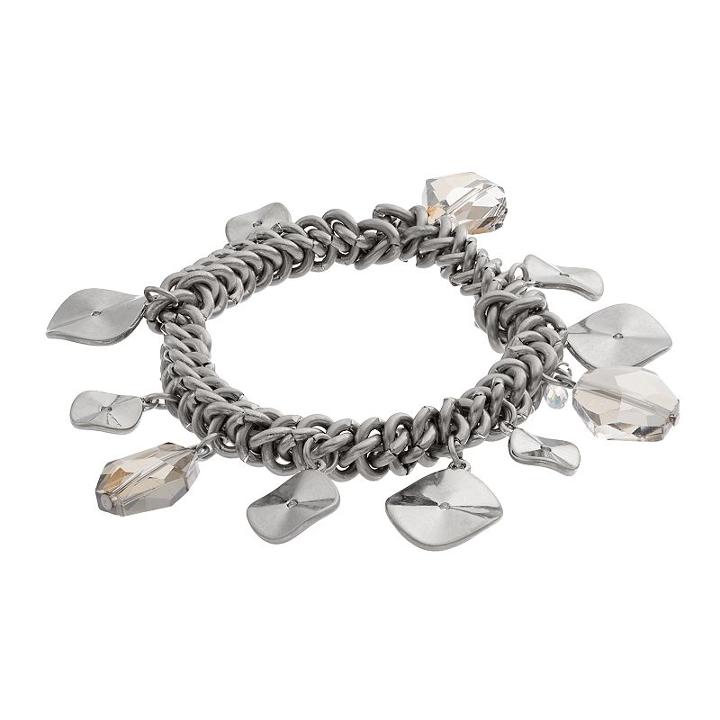 Simply Vera Vera Wang Shaky Hammered Disc Stretch Bracelet, Women's, Silver