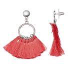 Pink Tassel Hoop Drop Earrings, Women's