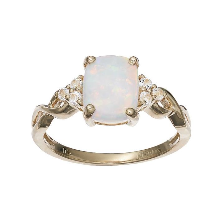 10k Gold Lab-created White Opal & White Topaz Ring, Women's, Size: 9