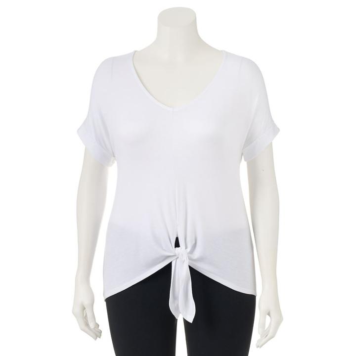 Women's Apt. 9&reg; Knot-front Tee, Size: Medium, White