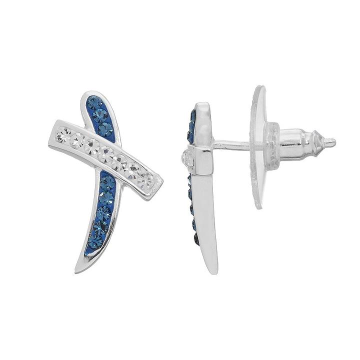 Silver Luxuries Crystal Crossover Drop Earrings, Women's, Blue