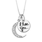 Timeless Sterling Silver 1/10 Carat T.w. Diamond I Love You To The Moon Pendant Necklace, Women's, White