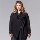 Plus Size Simply Vera Vera Wang Faux-suede Motorcycle Jacket, Women's, Size: 1xl, Black